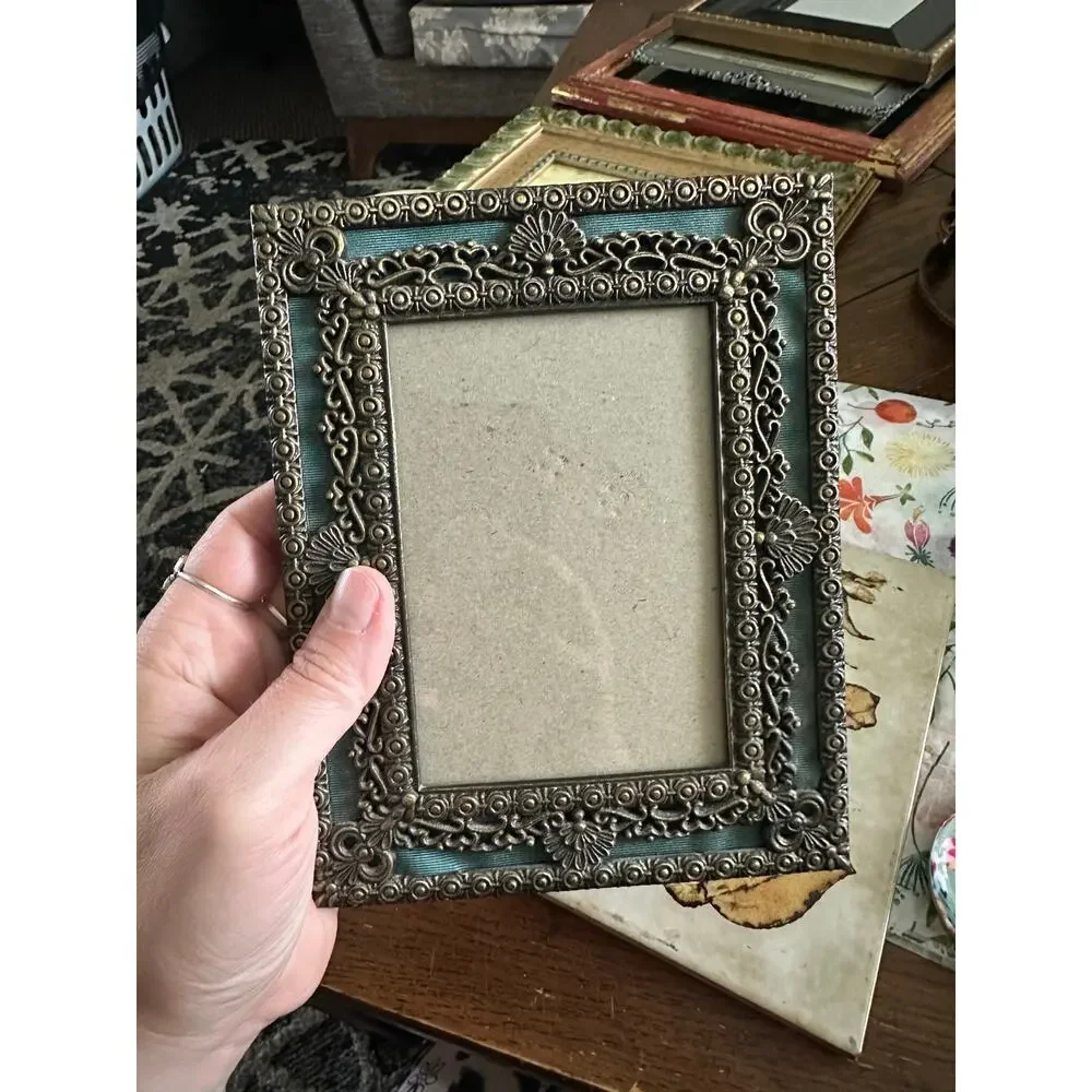 3x5” frame Victorian scrolling baroque metal mystical dark fairy home decor art
